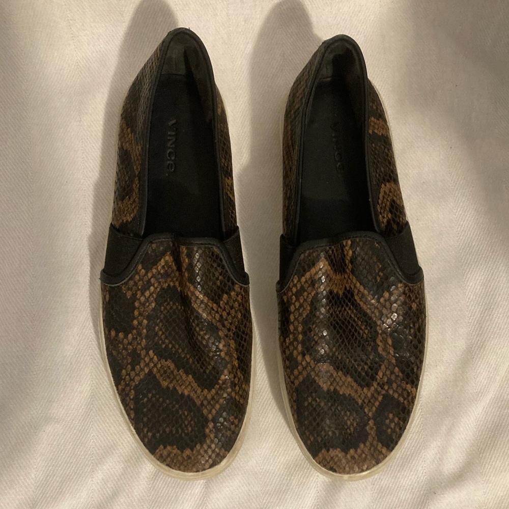 Vince Blair Brown Snakeskin Leather Sneakers W7.5